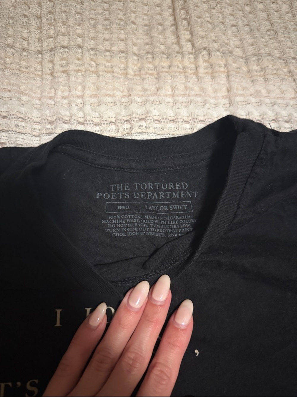 Taylor Swift TTPD Black Cropped Tee Size Small - Picture 2 of 4